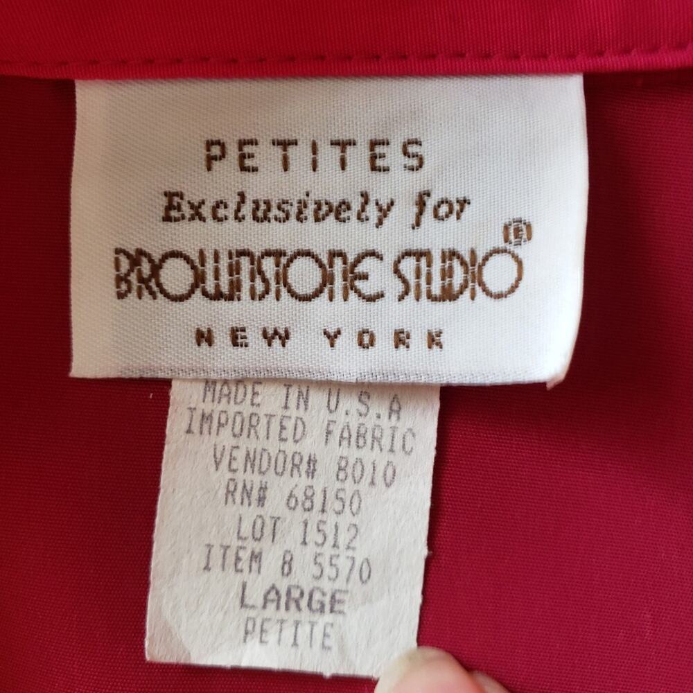 Brownstone Studio NY Hot Pink Fuchsia Button Front 3/4 Sleeve Top PL Barbiecore - Picture 9 of 9